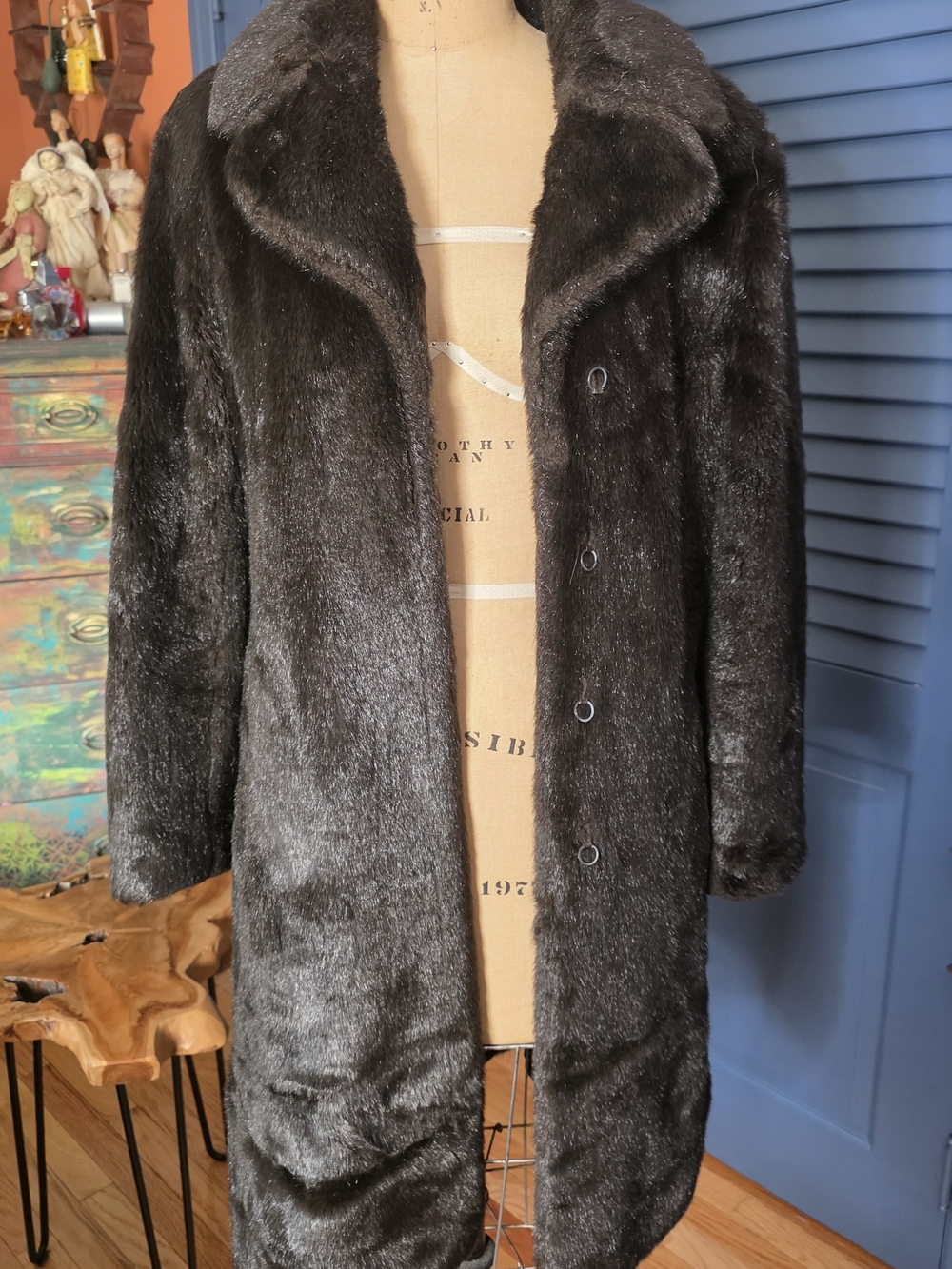 Vintage 80s 90s Jones New York Faux Fur Swing Coat Brown Tag S Fits Modern M L